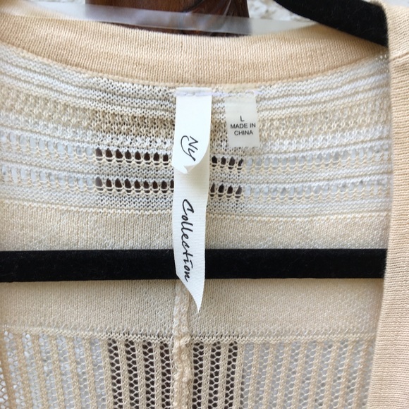 NY collection knit cream short sleeve cardigan - Picture 3 of 5